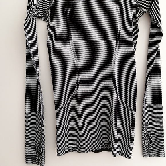 Lululemon Swiftly Tech Long Sleeve White Black Stripe 4 - Picture 6 of 16